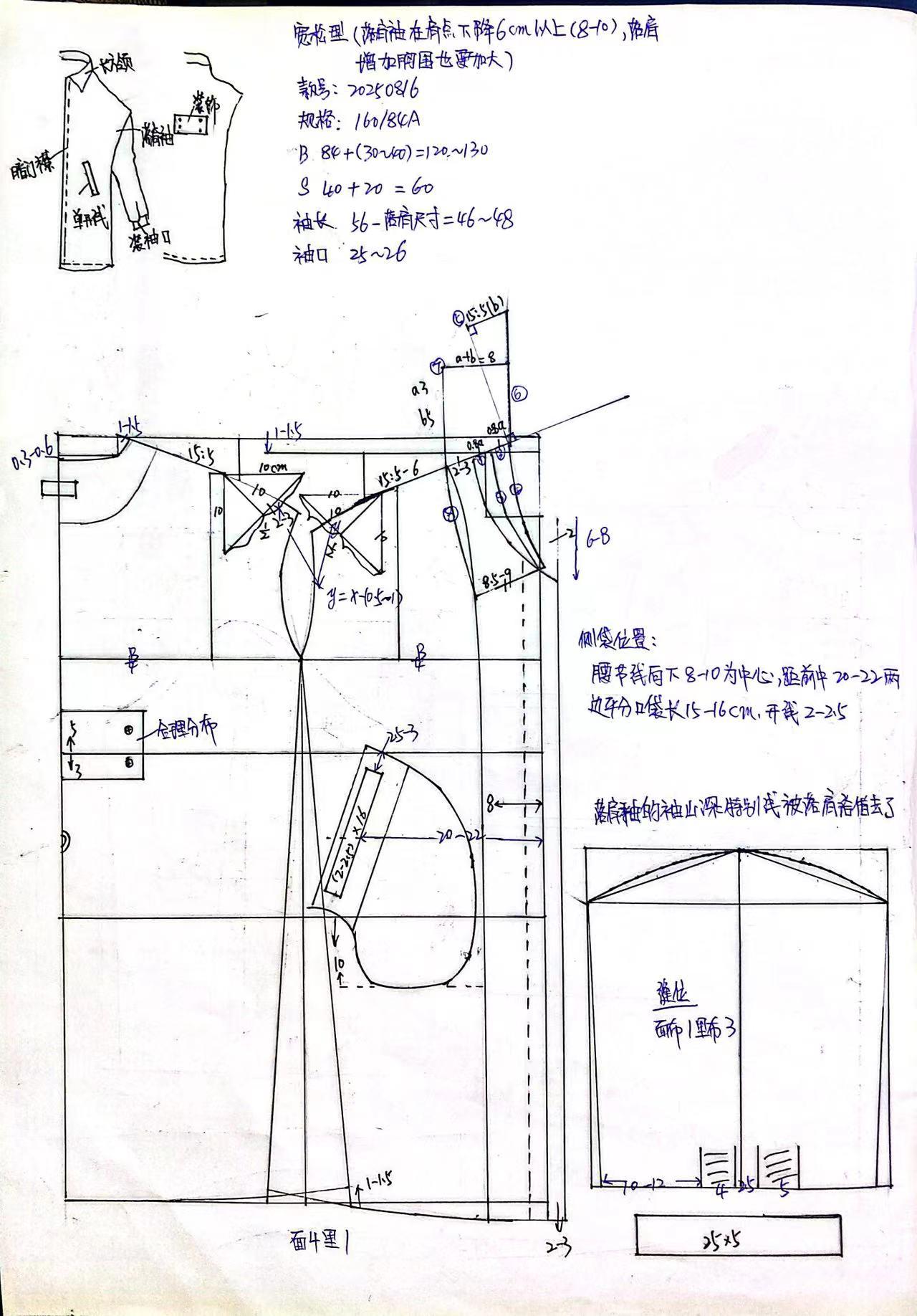 长方领,落肩袖,暗门襟,装袖口,单开线前口袋,大衣,女装