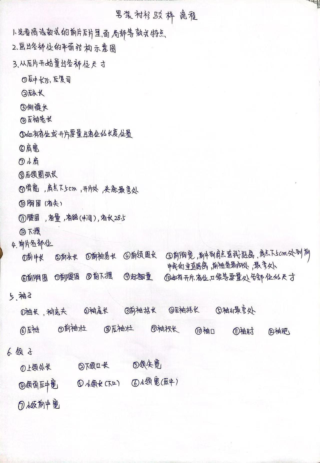 男装,衬衫,驳样,流程