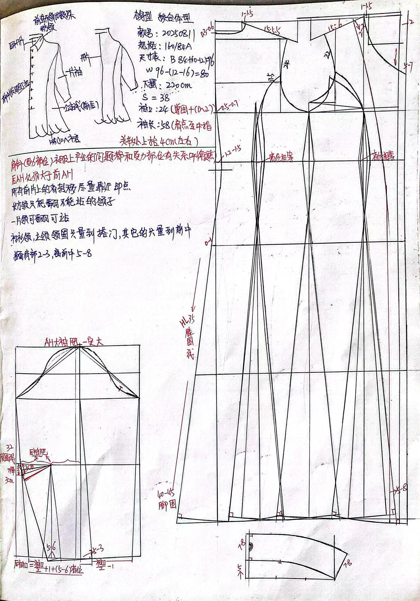 长方领,后中开片,公主线,喇叭裙,八片,女装